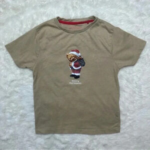Denim &  Flower T-Shirt Christmas Bear Tan Size 6